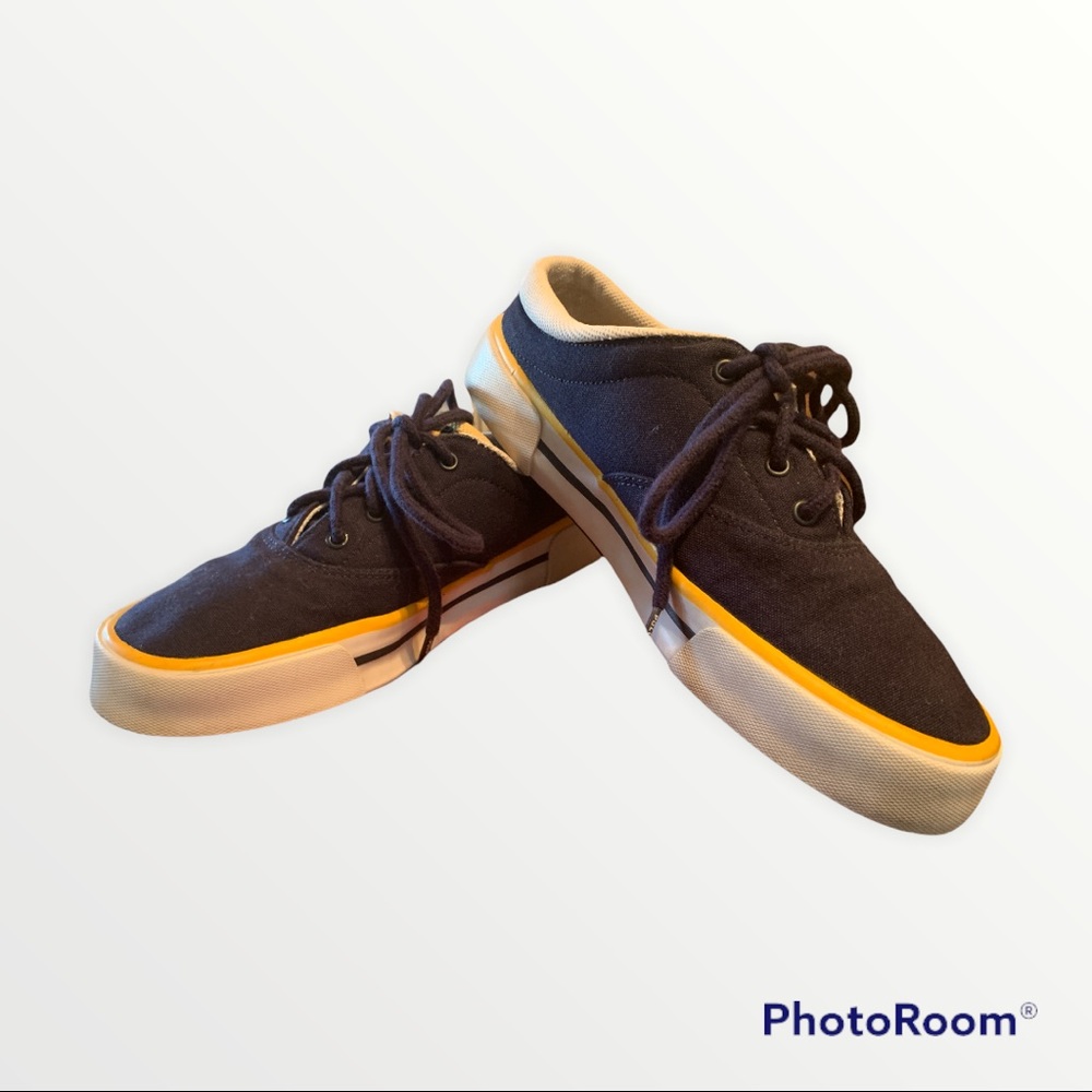 Polo Sport Ralph Lauren Vtg Blue/Yellow/White Lace Up Boat Shoes Womens Size 9.5